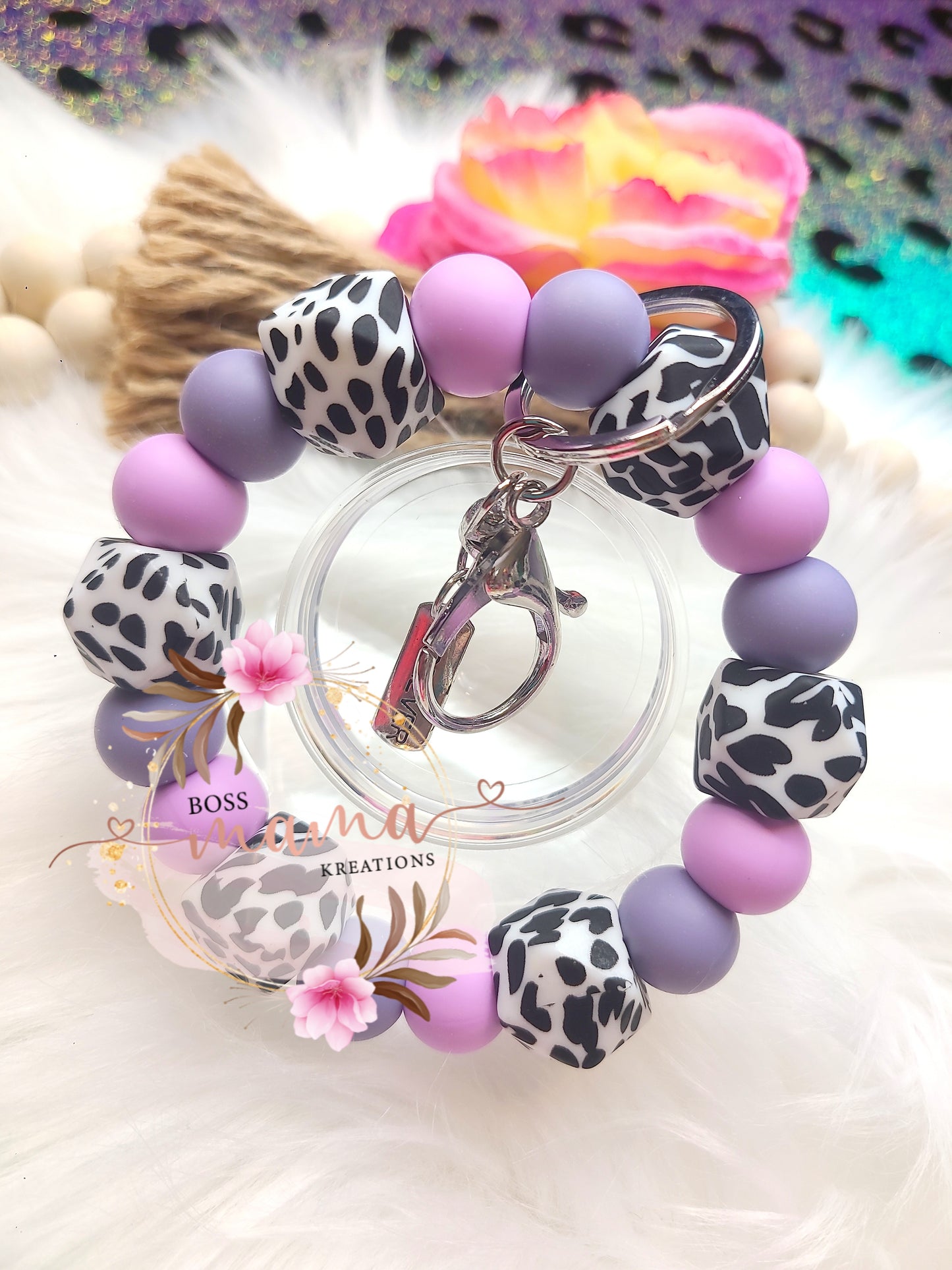 Lavendar Leopard Wristlet (RTS)