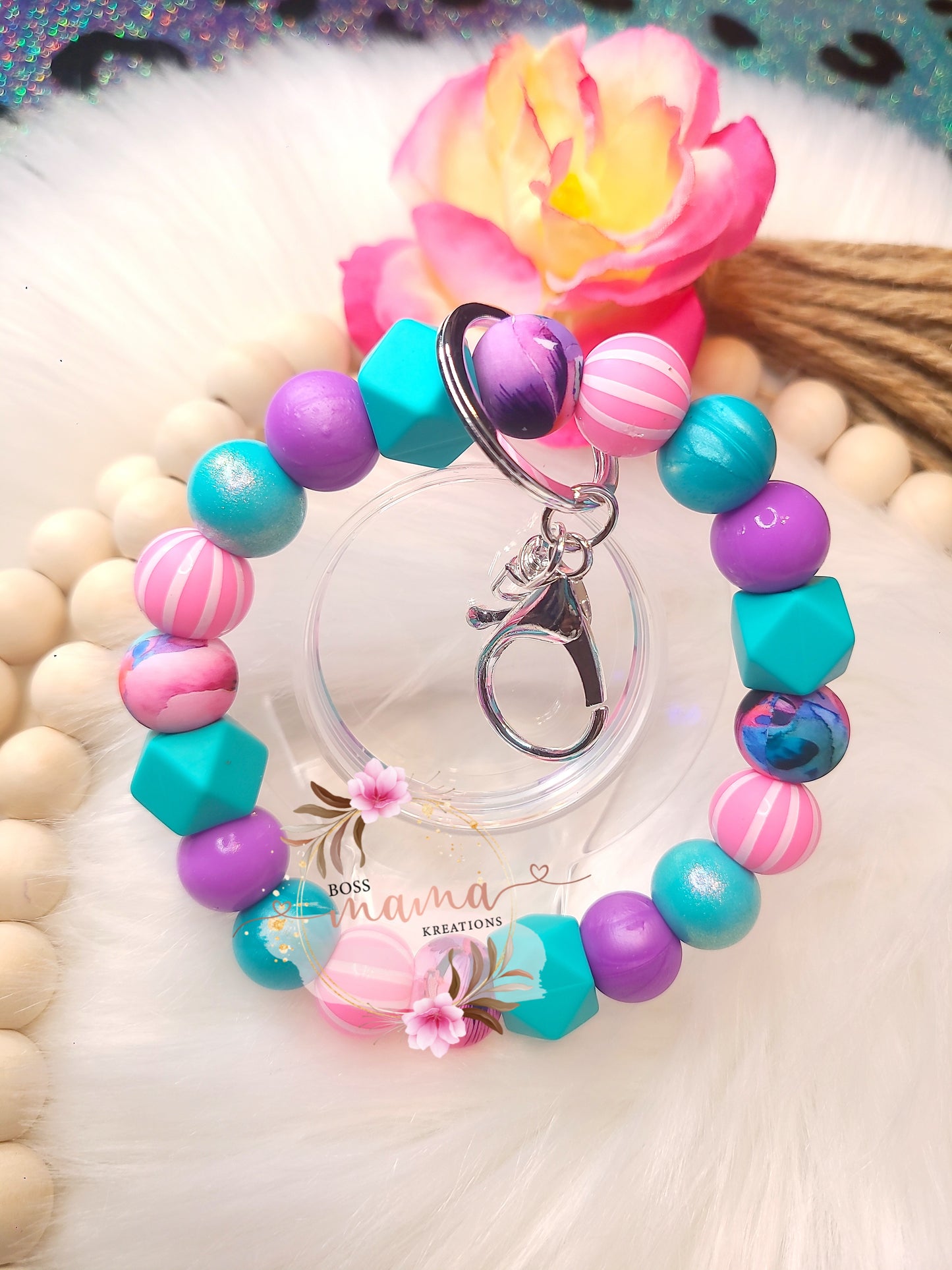 Watercolor Hibiscus Wristlet (RTS)