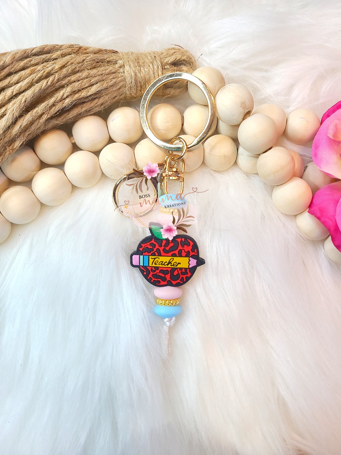 Teacher Apple Bar Keychain (RTS)
