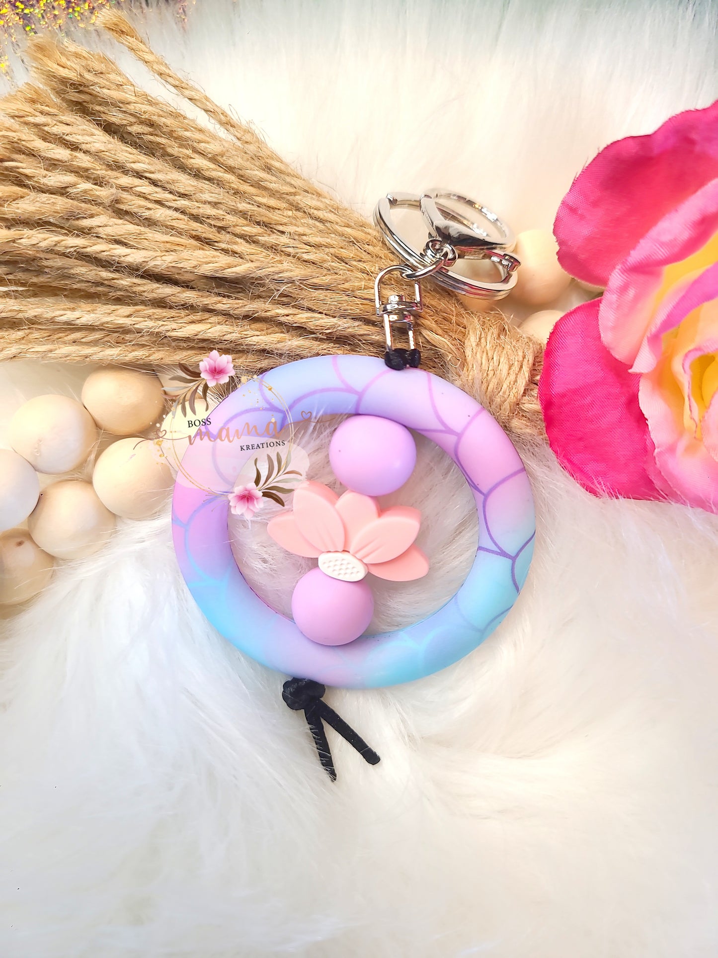 Floral Mermaid KeyRing (RTS)