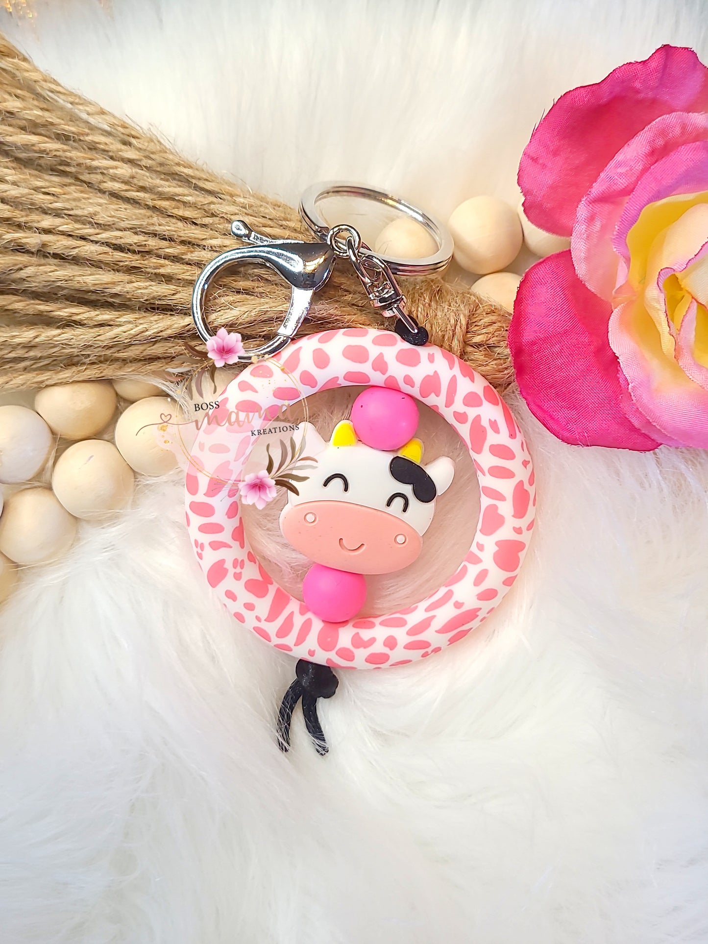 Pink Cow KeyRing (RTS)