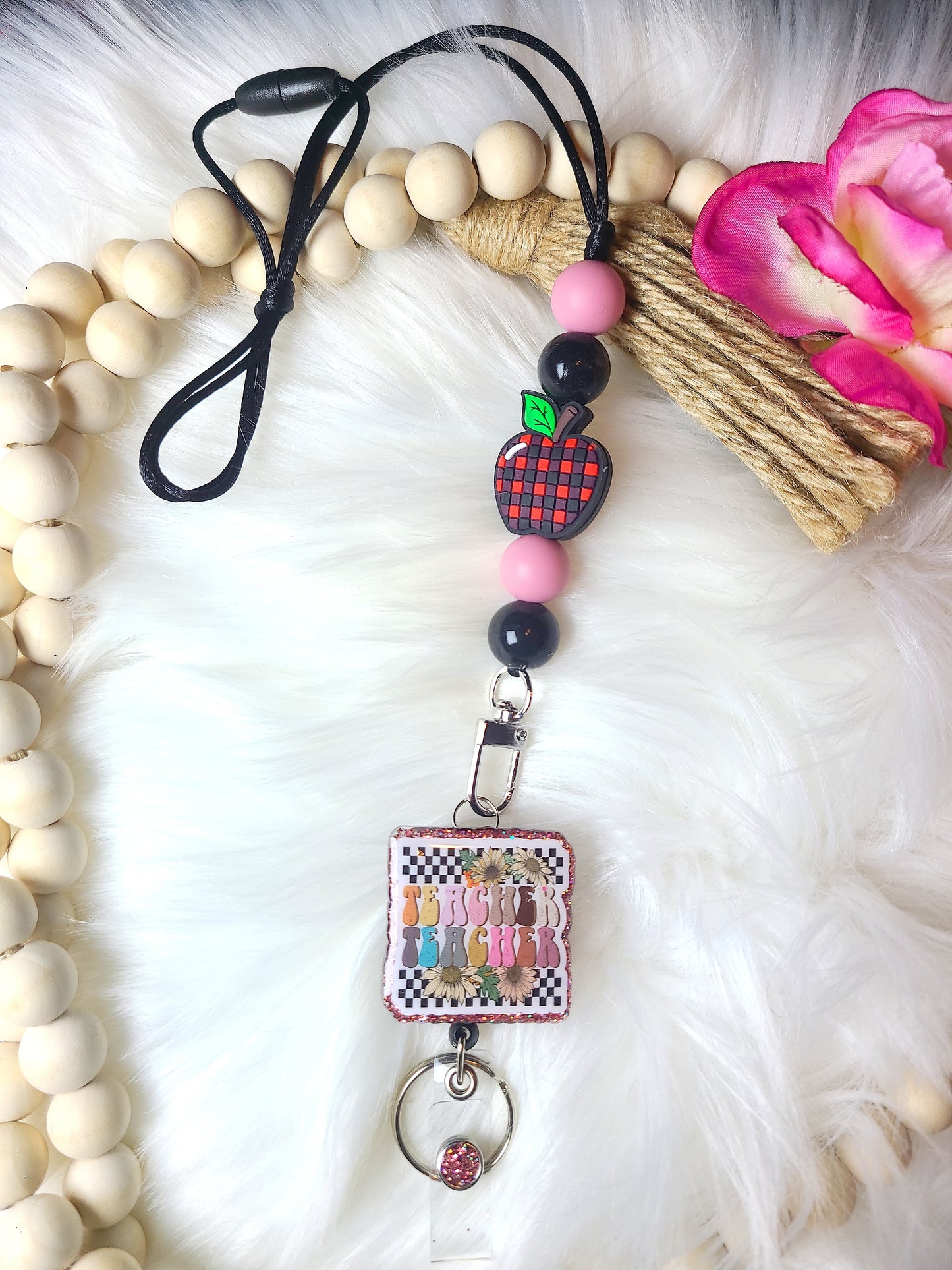 Checkered Teacher Badge Lanyard (RTS)