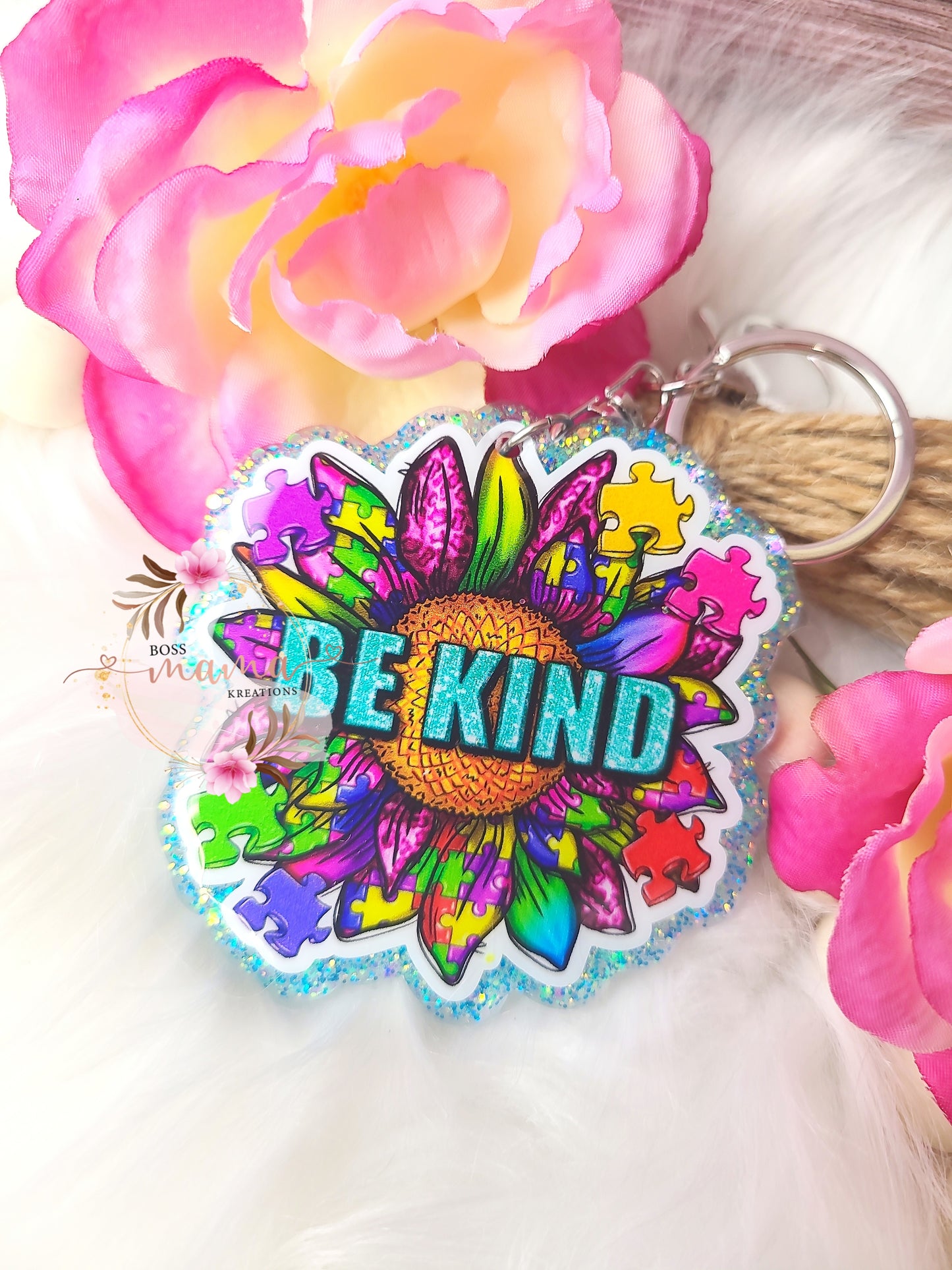 Autism Sunflower Keychain (RTS)