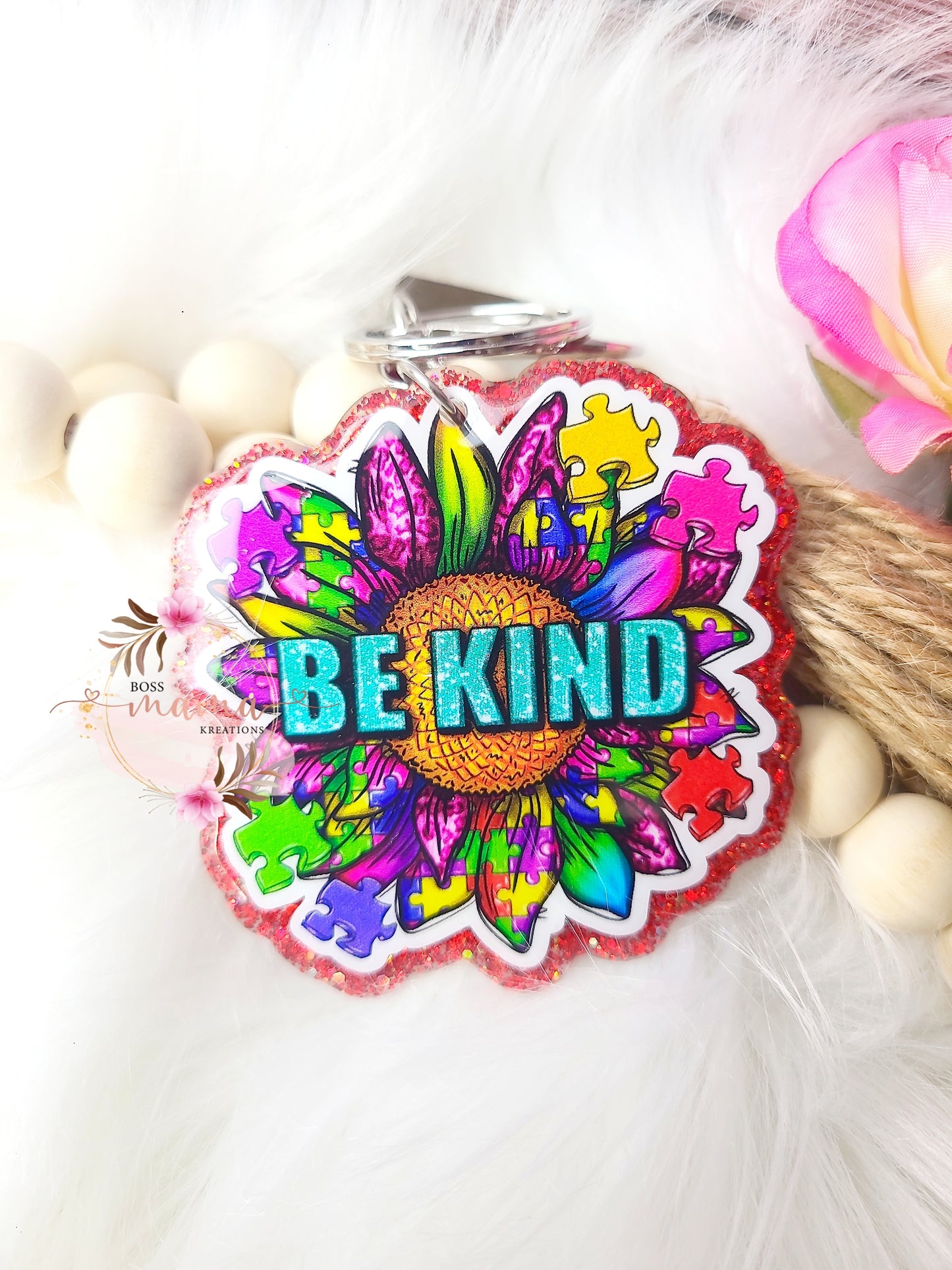 Autism Sunflower Keychain (RTS)