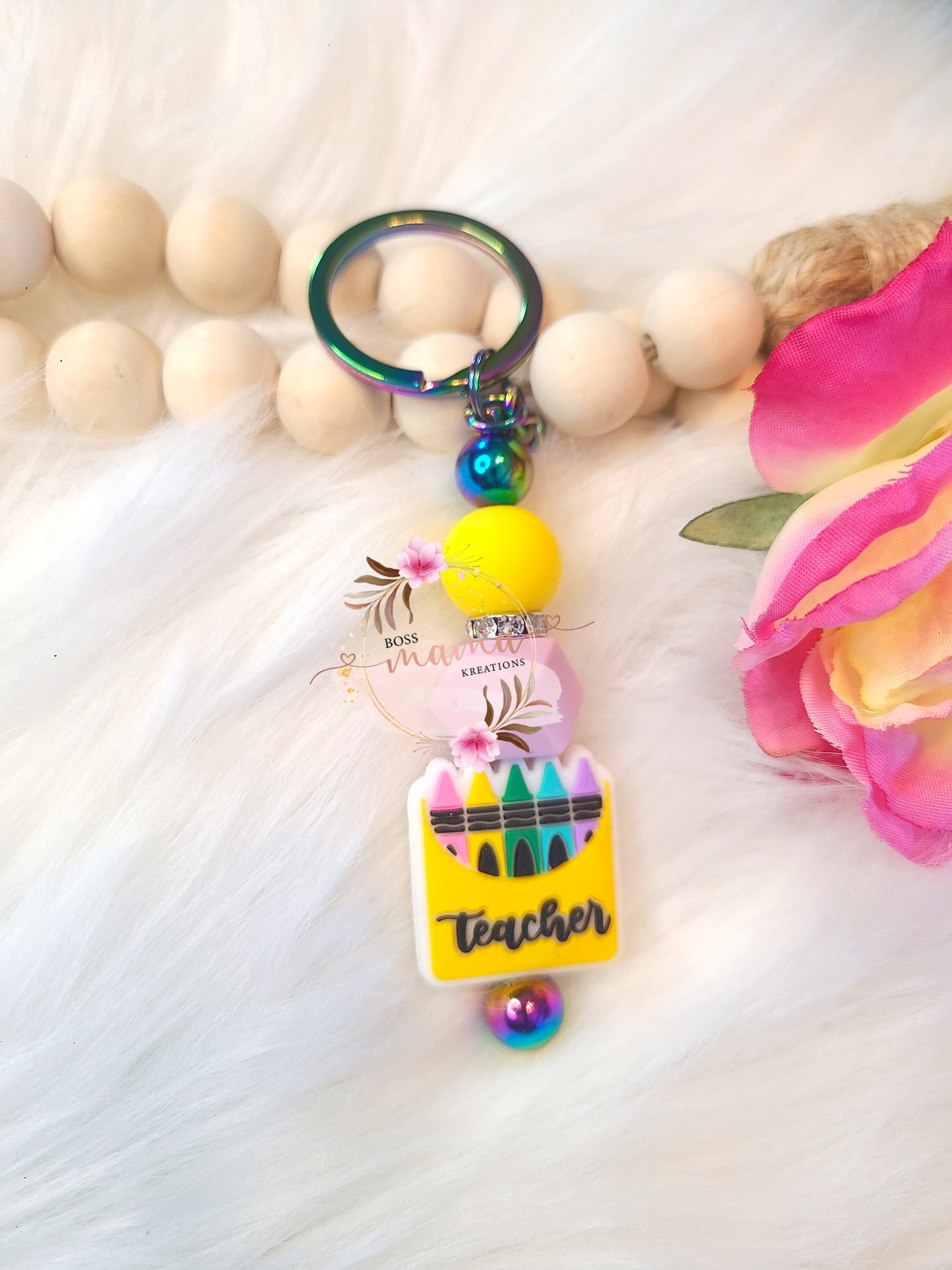 Teacher Crayons Bar Keychain (RTS)