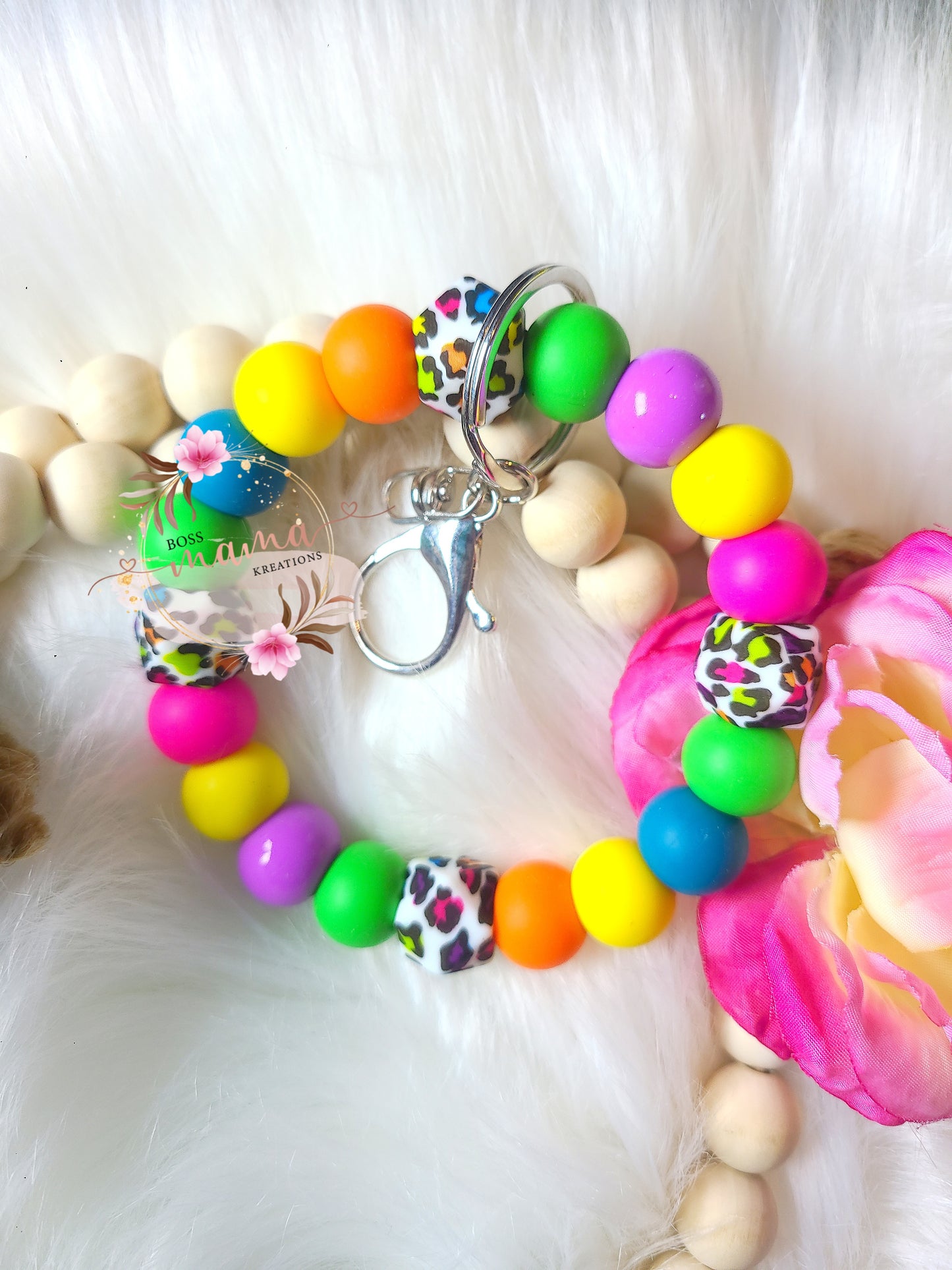 Leopard Rainbow Wristlet (RTS)