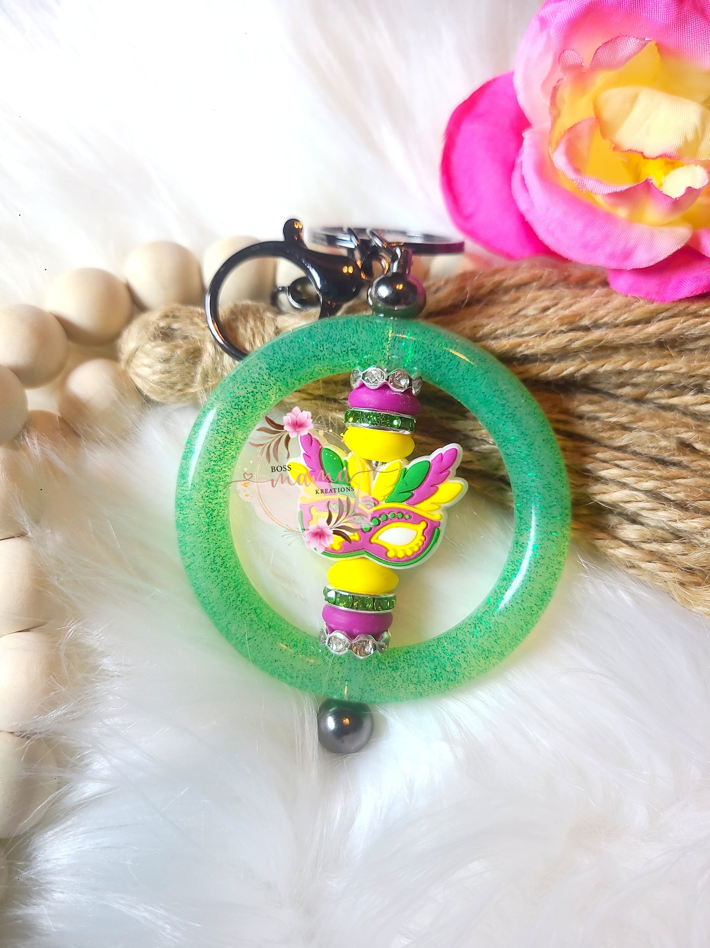 Mardi Gras Mask KeyRing (RTS)