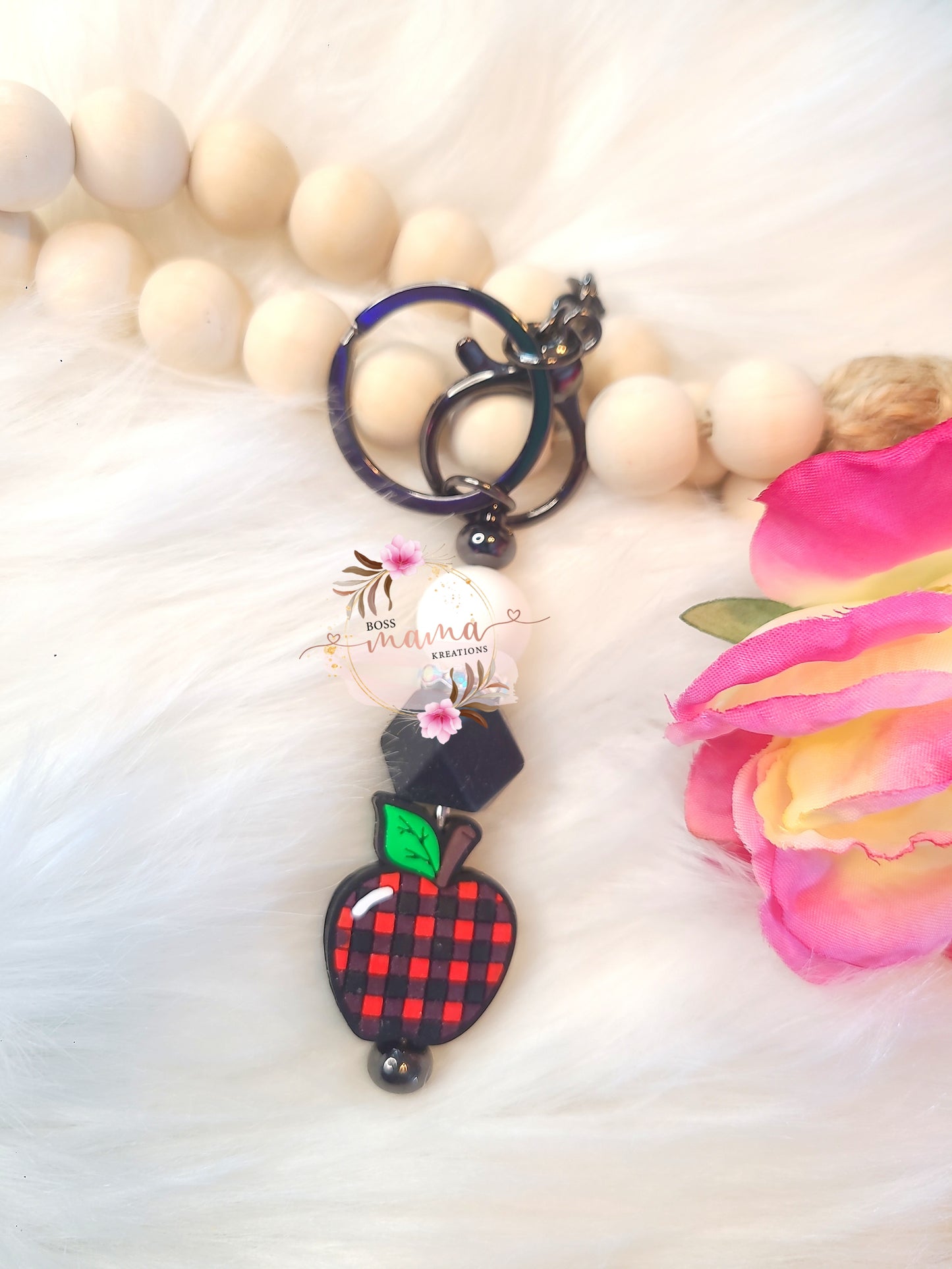 Checkered Apple Bar Keychain (RTS)