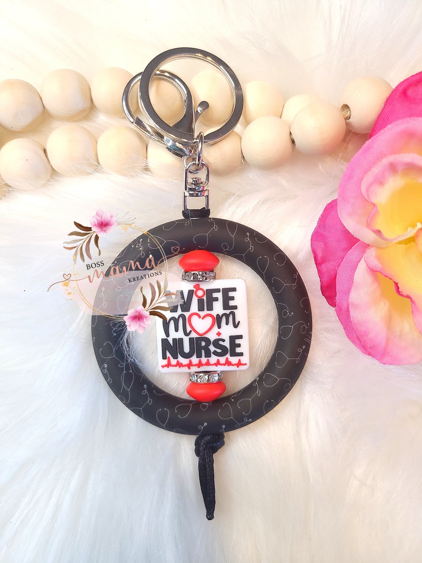 Wife, Mom, Nurse KeyRing (RTS)
