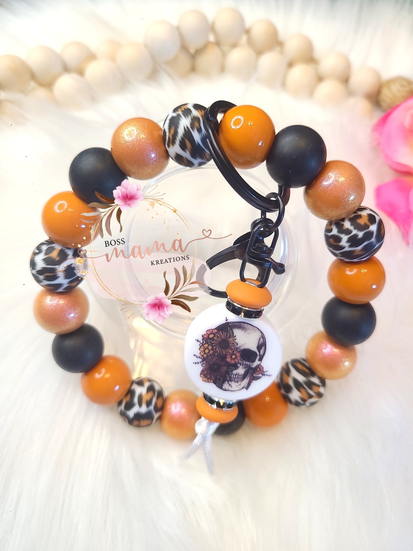 Floral Skull Wristlet (RTS)