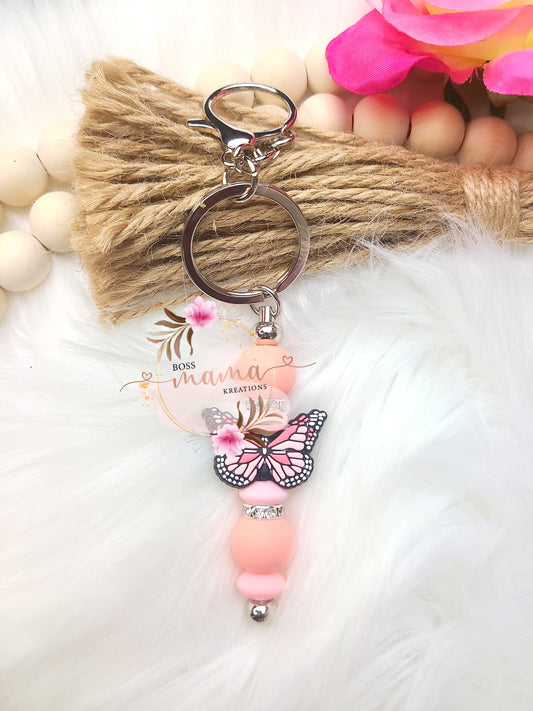 Pink Butterfly Bar Keychain (RTS)