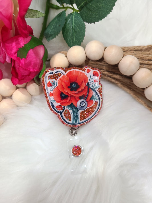 Poppy Flower Stethoscope Badge (RTS)