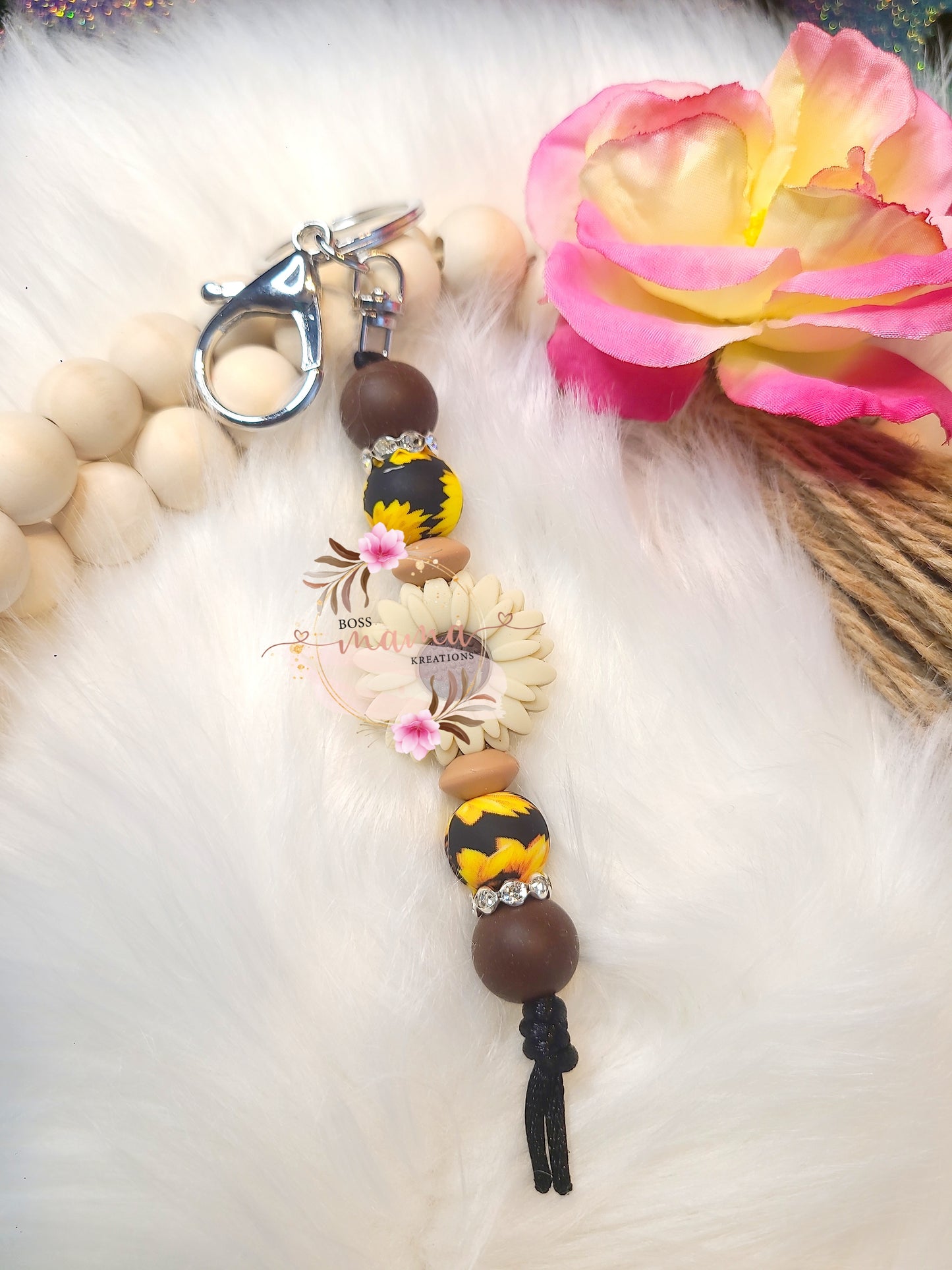 Brown Sunflower Bar Keychain (RTS)